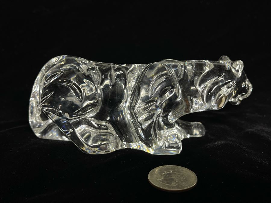 Signed Baccarat France Crystal Tiger 6W X 1.75D X 2H [Photo 4]