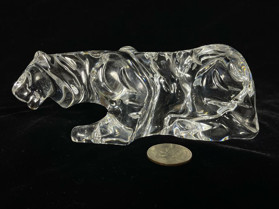 Signed Baccarat France Crystal Tiger 6W X 1.75D X 2H [Photo 1]