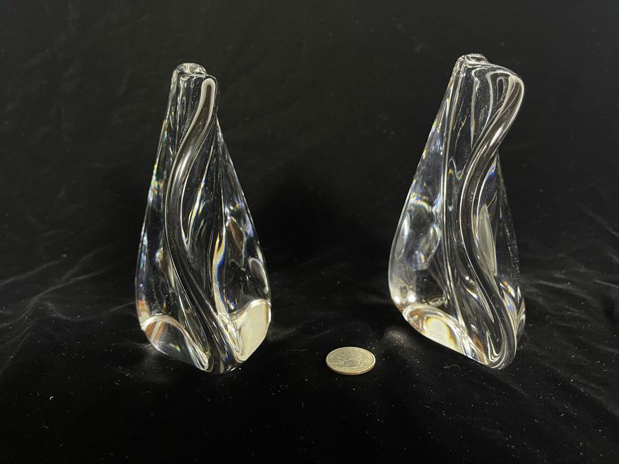 Signed Pair Of Daum France Modernist Sculptures 4W X 3D X 6H [Photo 5]