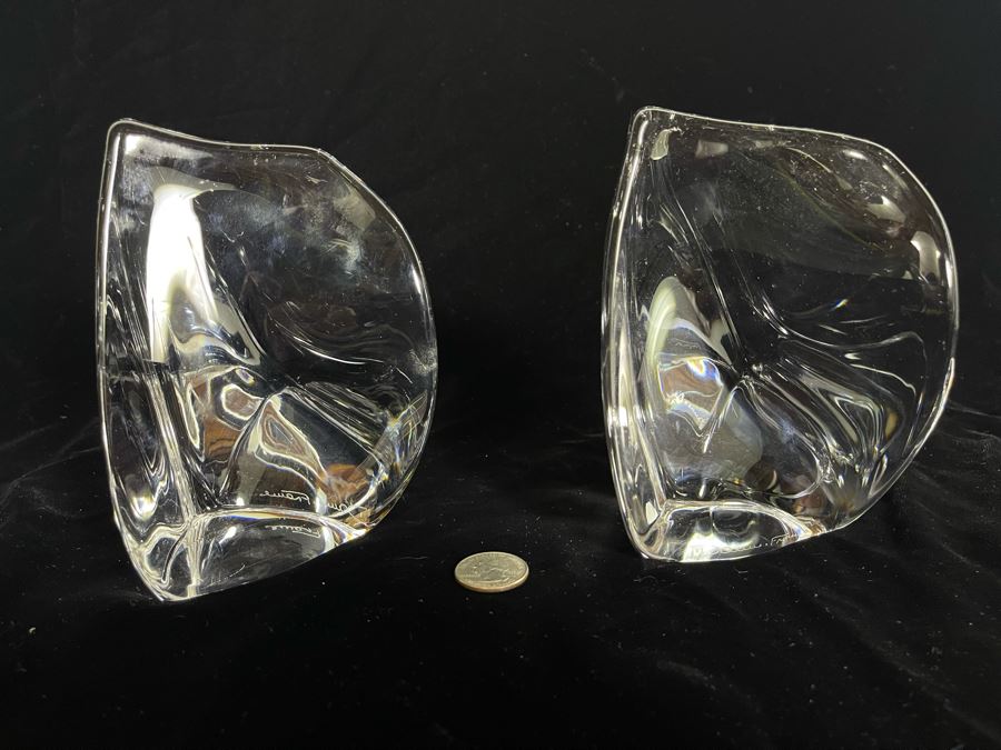 Signed Pair Of Daum France Modernist Sculptures 4W X 3D X 6H [Photo 6]