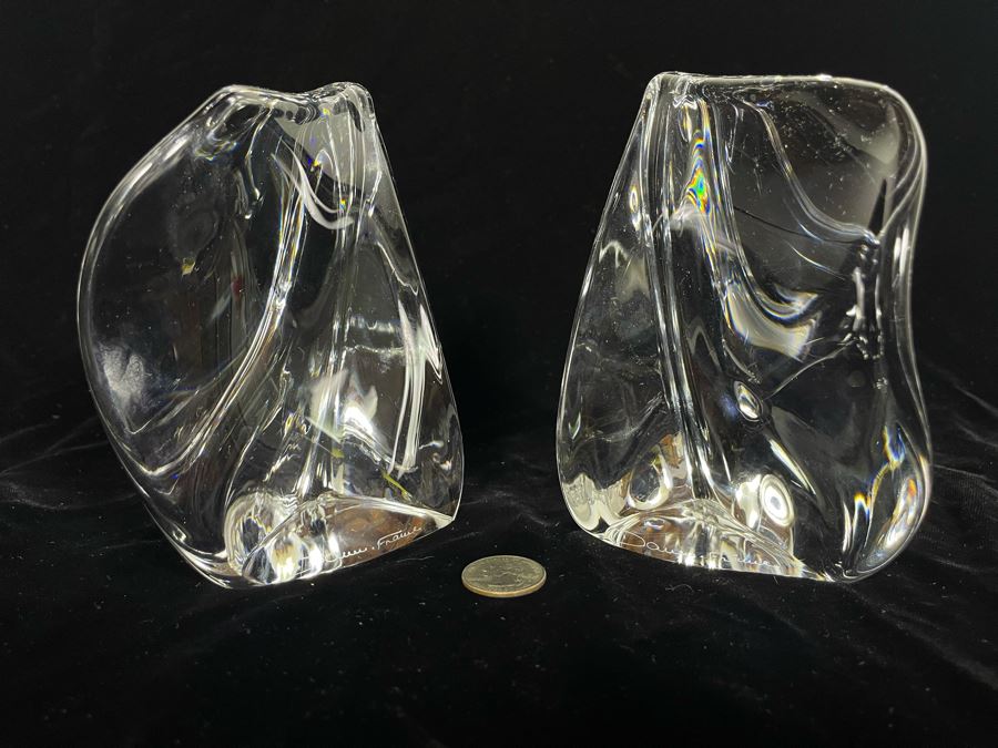 Signed Pair Of Daum France Modernist Sculptures 4W X 3D X 6H [Photo 4]