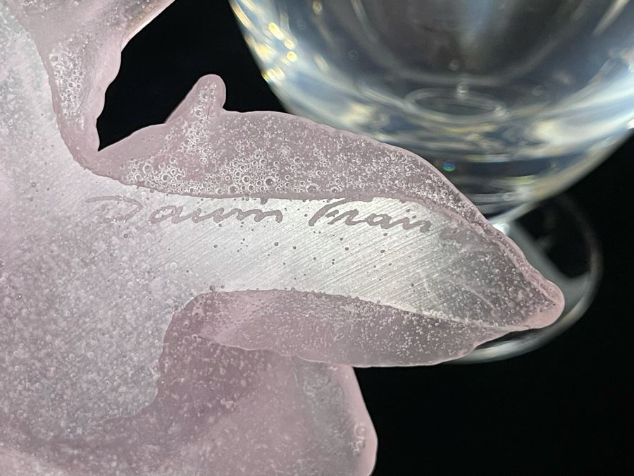 Signed Collection Of Daum France Perfume Bottles With Flower Stoppers And Signed Daum France Purple Flower [Photo 12]