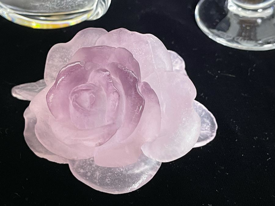 Signed Collection Of Daum France Perfume Bottles With Flower Stoppers And Signed Daum France Purple Flower [Photo 6]