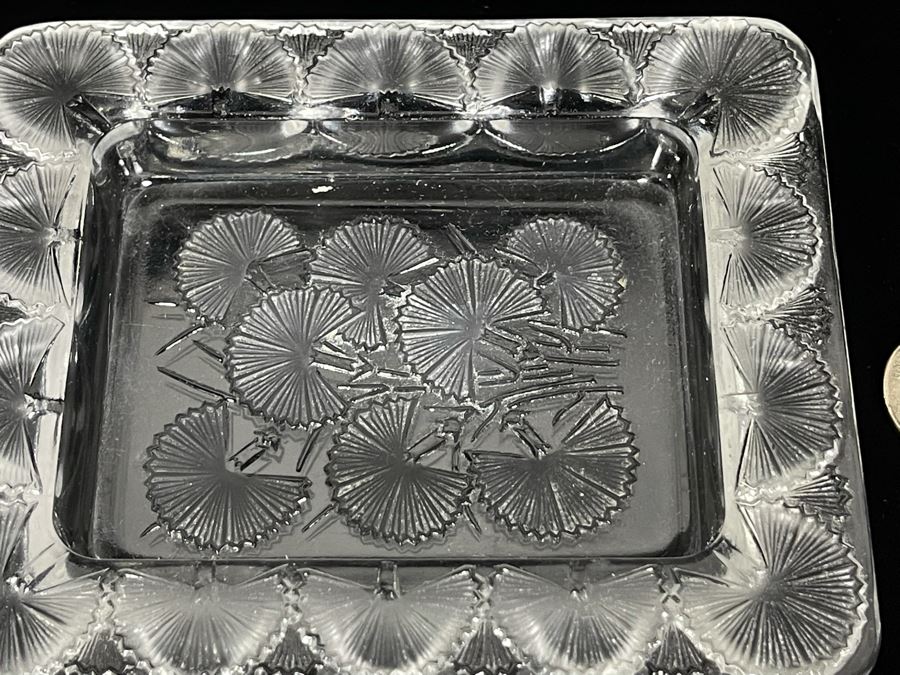 Signed Lalique France Crystal Trinket Dish Tray 5 X 4.25 [Photo 4]