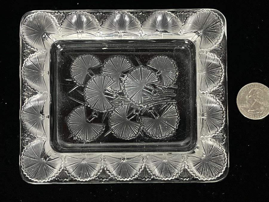 Signed Lalique France Crystal Trinket Dish Tray 5 X 4.25 [Photo 1]