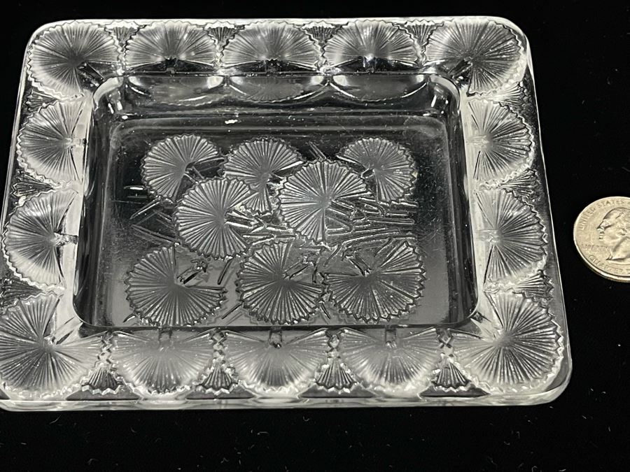 Signed Lalique France Crystal Trinket Dish Tray 5 X 4.25 [Photo 5]