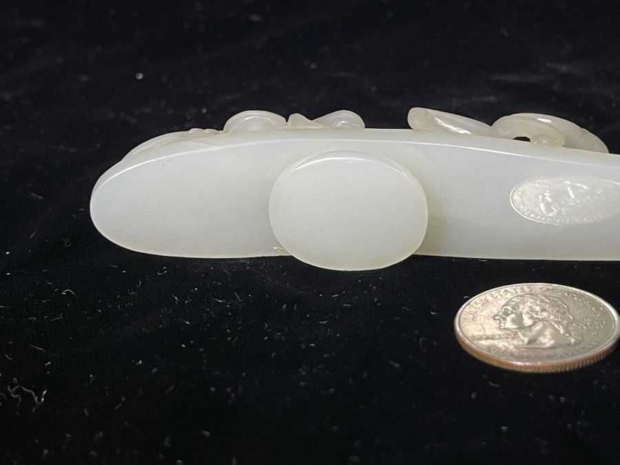 JUST ADDED - Antique Chinese White Jade Dragon Belt Hook 5L [Photo 16]