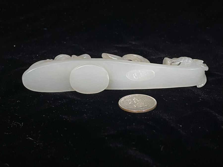 JUST ADDED - Antique Chinese White Jade Dragon Belt Hook 5L [Photo 13]