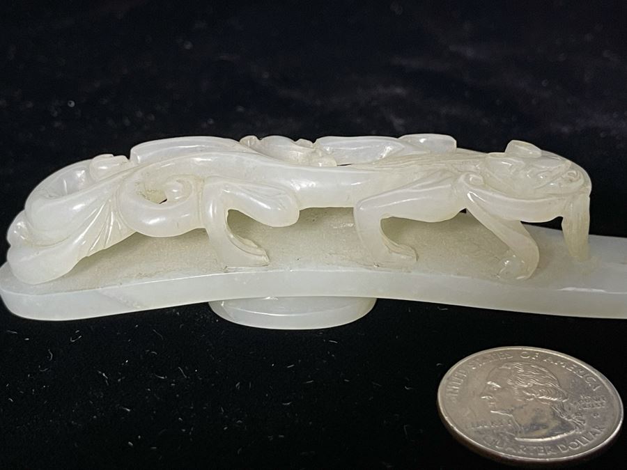 JUST ADDED - Antique Chinese White Jade Dragon Belt Hook 5L [Photo 6]