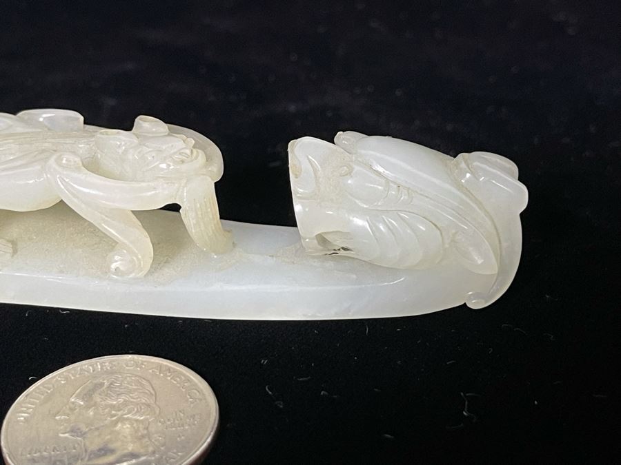 JUST ADDED - Antique Chinese White Jade Dragon Belt Hook 5L [Photo 5]