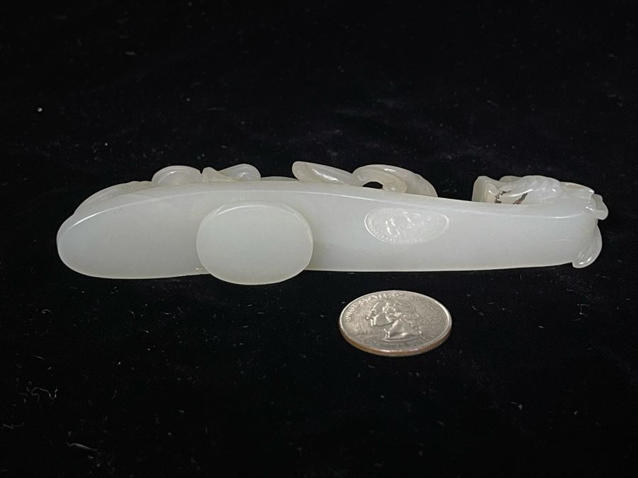JUST ADDED - Antique Chinese White Jade Dragon Belt Hook 5L [Photo 12]