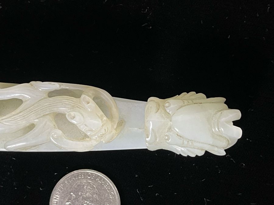 JUST ADDED - Antique Chinese White Jade Dragon Belt Hook 5L [Photo 7]