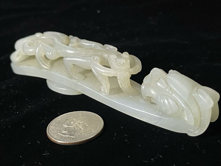 JUST ADDED - Antique Chinese White Jade Dragon Belt Hook 5L [Photo 10]