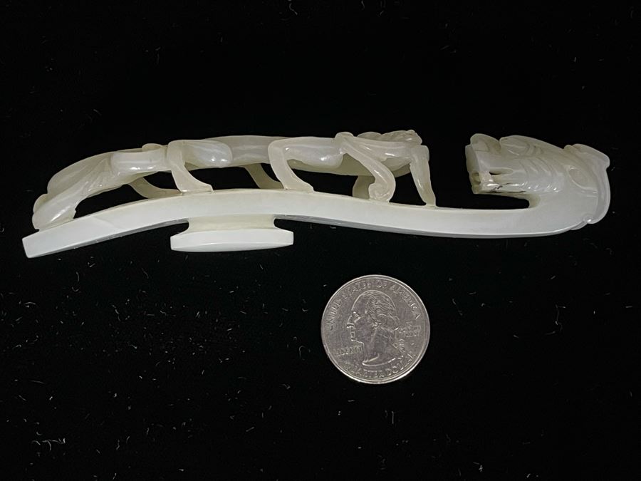 JUST ADDED - Antique Chinese White Jade Dragon Belt Hook 5L [Photo 11]