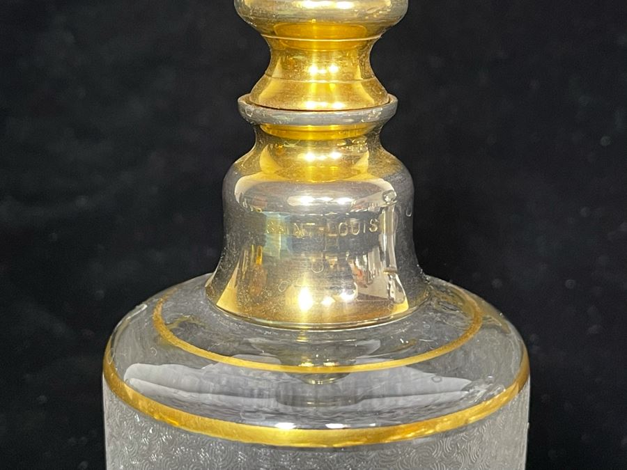 JUST ADDED - Vintage Saint-Louis Hand Painted Powder Jar, Perfume Bottle And Pair Of Bottles With Stoppers [Photo 7]