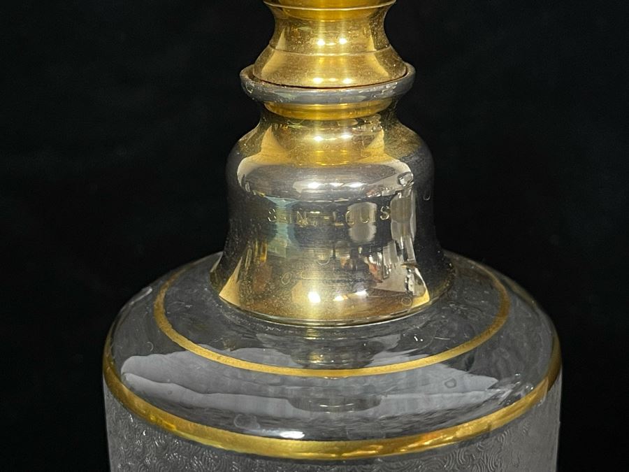 JUST ADDED - Vintage Saint-Louis Hand Painted Powder Jar, Perfume Bottle And Pair Of Bottles With Stoppers [Photo 6]