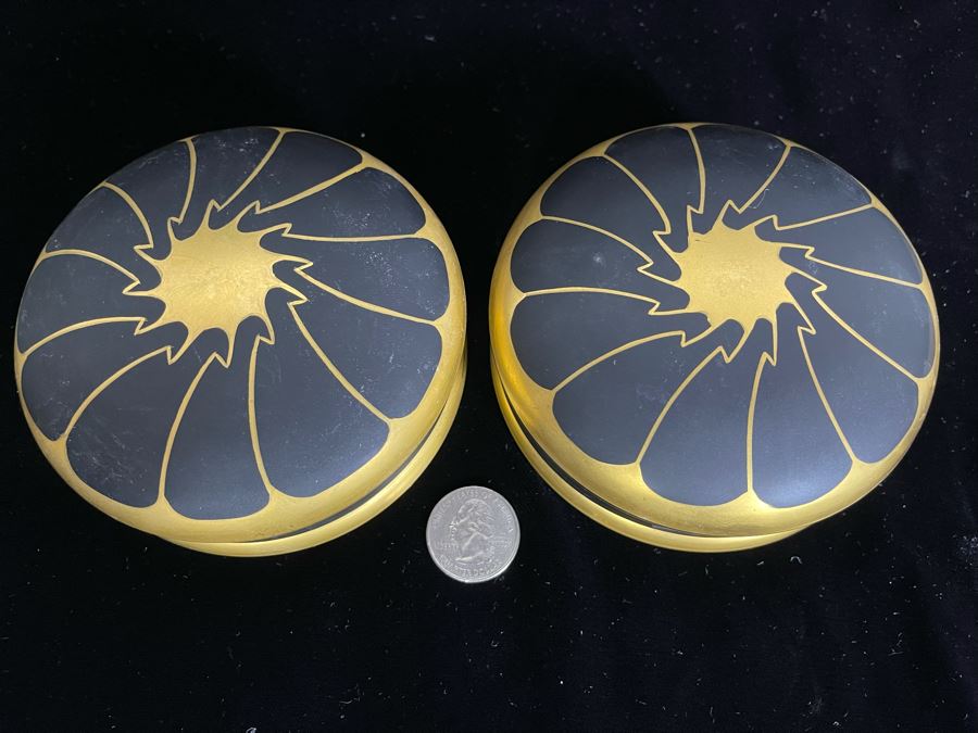 JUST ADDED - Pair Of Vintage DeVilbiss Lidded Powder Jars 4.25R [Photo 3]