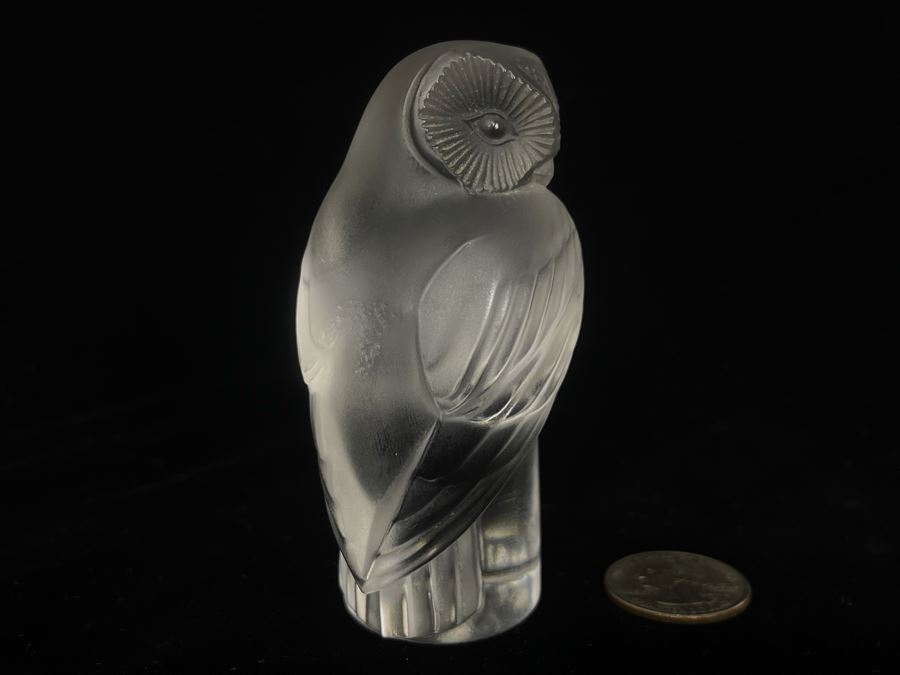 Signed Lalique France Crystal Owl Figurine 3.5H [Photo 4]