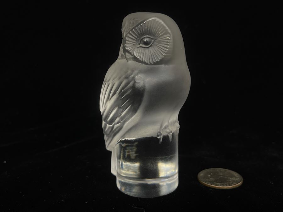 Signed Lalique France Crystal Owl Figurine 3.5H [Photo 7]