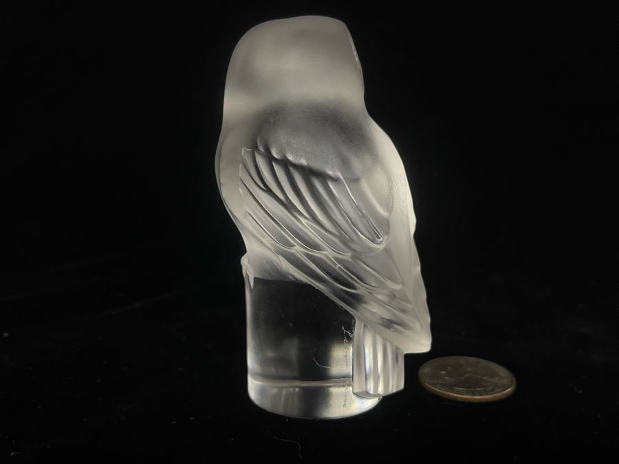 Signed Lalique France Crystal Owl Figurine 3.5H [Photo 5]