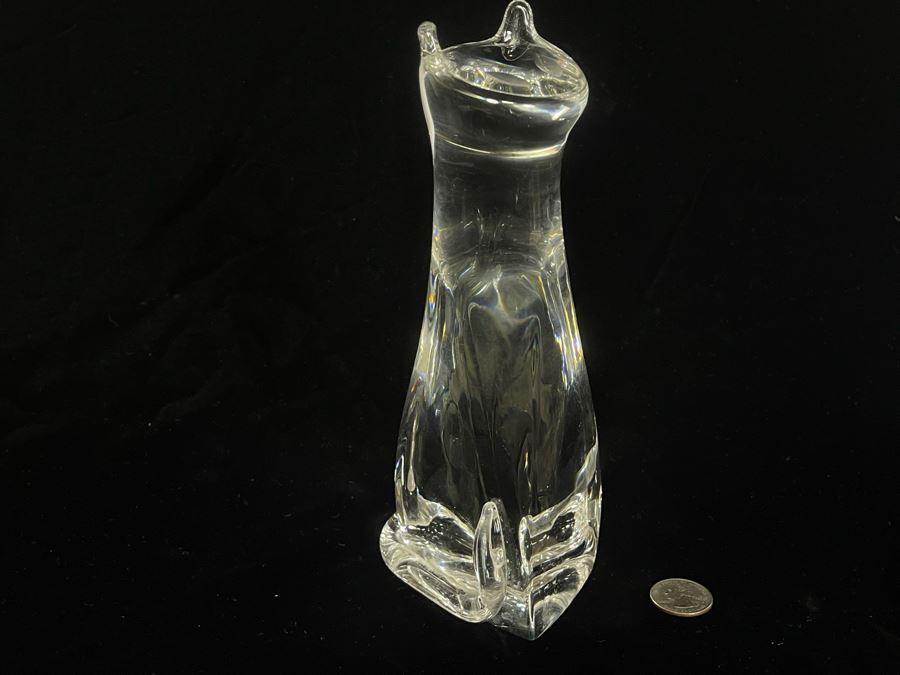Signed Steuben Crystal Donald Pollard Heritage Cat Figurine 9H [Photo 4]