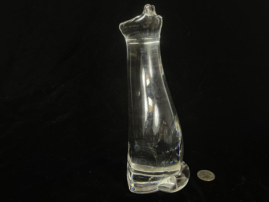 Signed Steuben Crystal Donald Pollard Heritage Cat Figurine 9H [Photo 6]