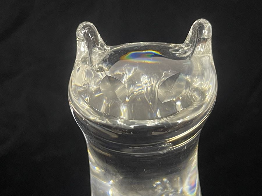 Signed Steuben Crystal Donald Pollard Heritage Cat Figurine 9H [Photo 10]