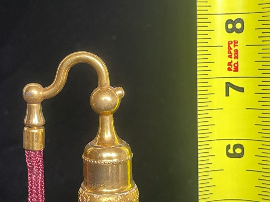 JUST ADDED - Vintage DeVilbiss Hand Painted Perfume Atomizer Bottle 7.5H - Inside Glass Tube Broken Off [Photo 8]