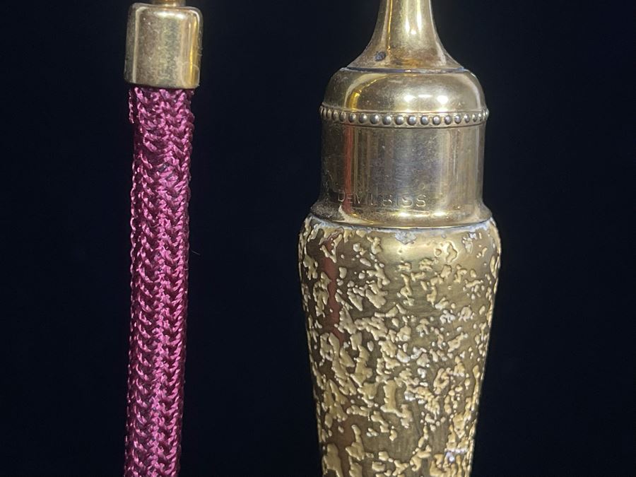JUST ADDED - Vintage DeVilbiss Hand Painted Perfume Atomizer Bottle 7.5H - Inside Glass Tube Broken Off [Photo 6]