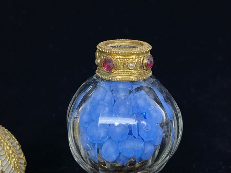 JUST ADDED - Pair Of Ornate Bottles 2.5H, 3.5H [Photo 6]