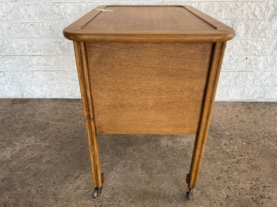 JUST ADDED - Antique 1910 Oak Tea Cart On Casters 24.5W X 17D X 24.5H [Photo 8]