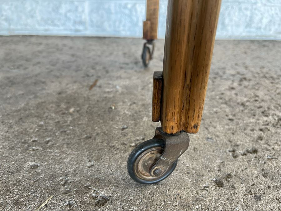 JUST ADDED - Antique 1910 Oak Tea Cart On Casters 24.5W X 17D X 24.5H [Photo 12]