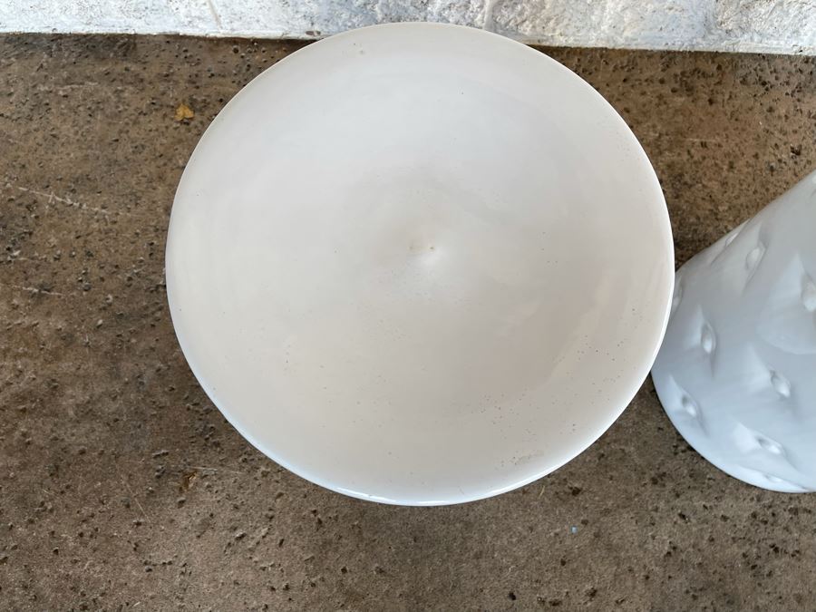 JUST ADDED - New Pair Of White Ceramic Stools 14R X 17H Retails $240 [Photo 6]