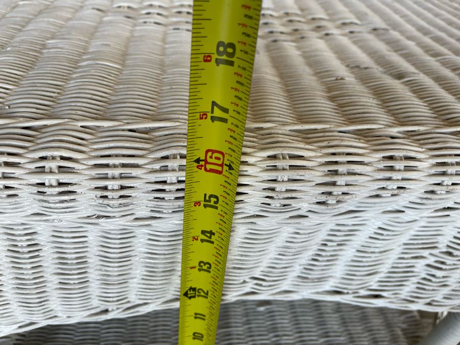 JUST ADDED - Painted White Wicker Two-Level Coffee Table 34W X 20D X 16H [Photo 11]