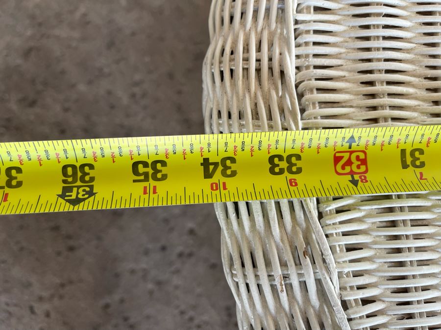 JUST ADDED - Painted White Wicker Two-Level Coffee Table 34W X 20D X 16H [Photo 9]