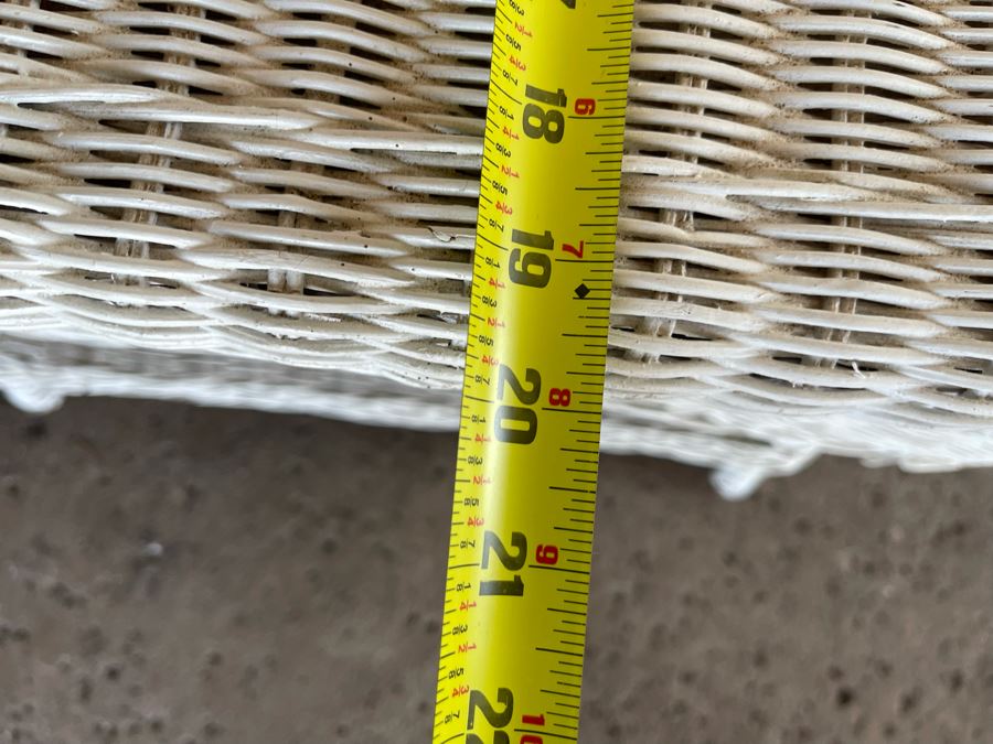 JUST ADDED - Painted White Wicker Two-Level Coffee Table 34W X 20D X 16H [Photo 10]