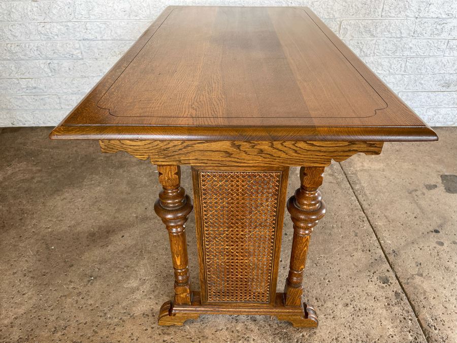 JUST ADDED - Vintage Oak Writing Desk With Case Sides And Claw Feet 47.5W X 25D X 29.5H [Photo 8]