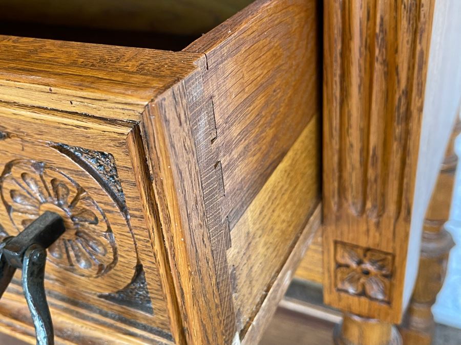JUST ADDED - Stunning Art Nouveau Inlaid Drop Down Secretary Desk (Bottom Board Has Crack In Wood) 37W X 17D [Photo 9]