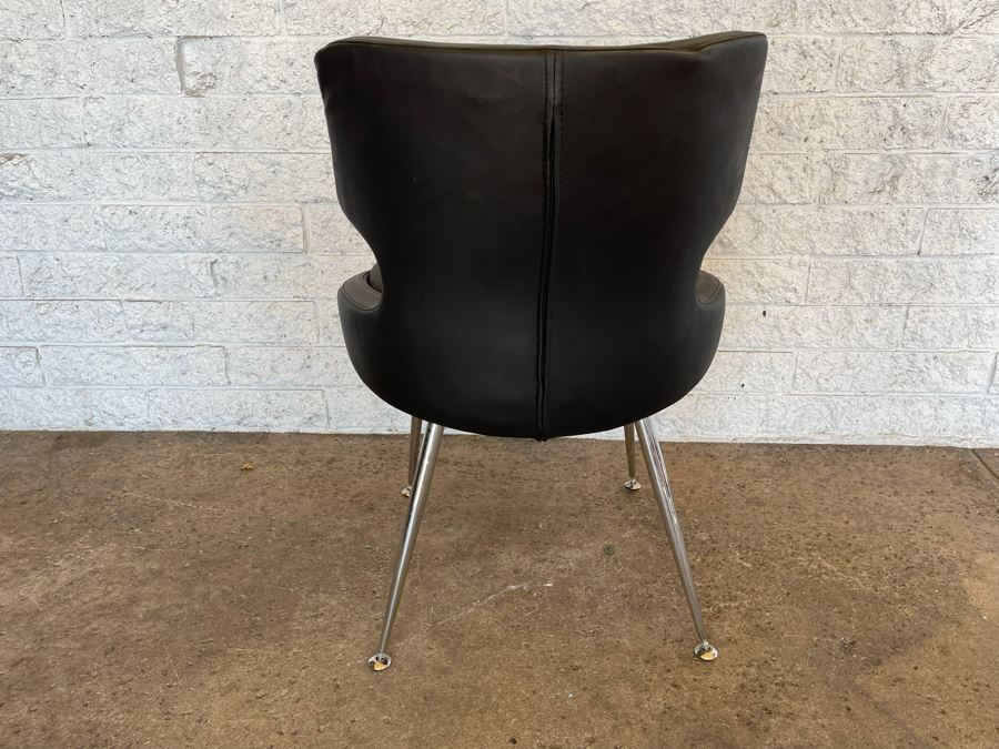 JUST ADDED - Black Leather And Chrome Office Side Chair [Photo 7]