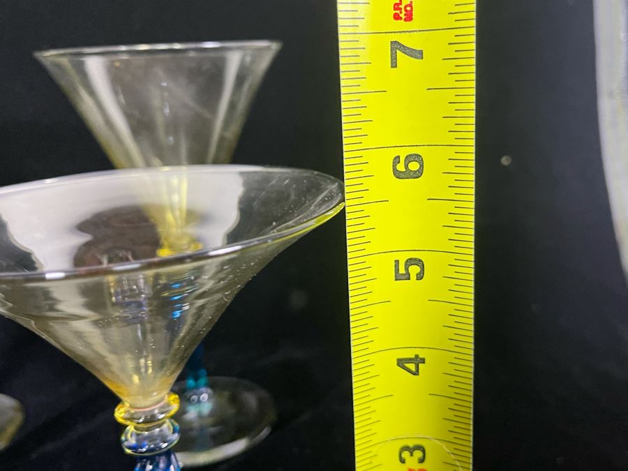 JUST ADDED - Yellow And Blue Crystal Stemware Glasses 12 Glasses [Photo 8]