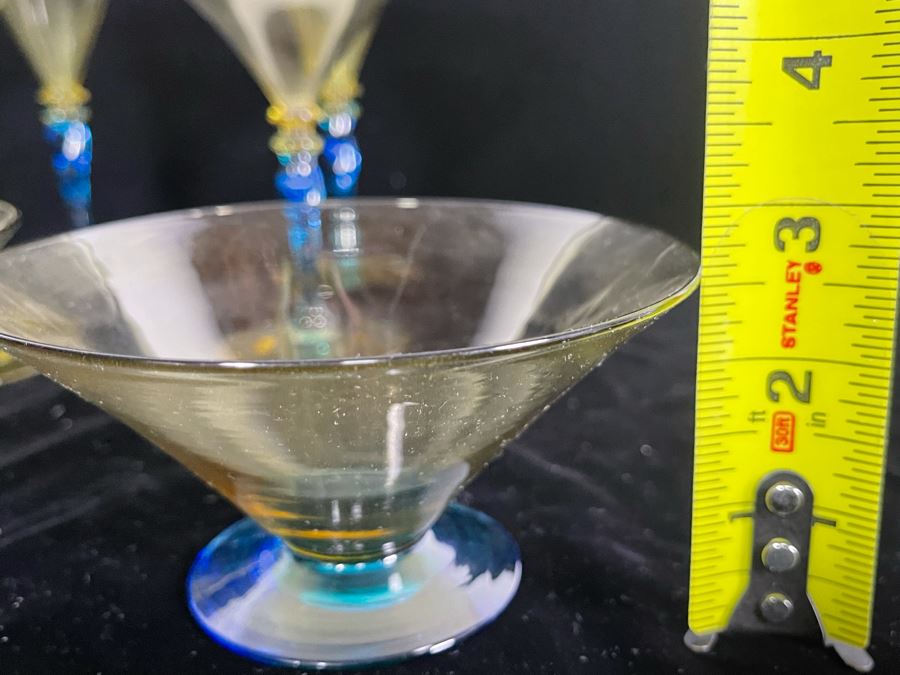 JUST ADDED - Yellow And Blue Crystal Stemware Glasses 12 Glasses [Photo 9]
