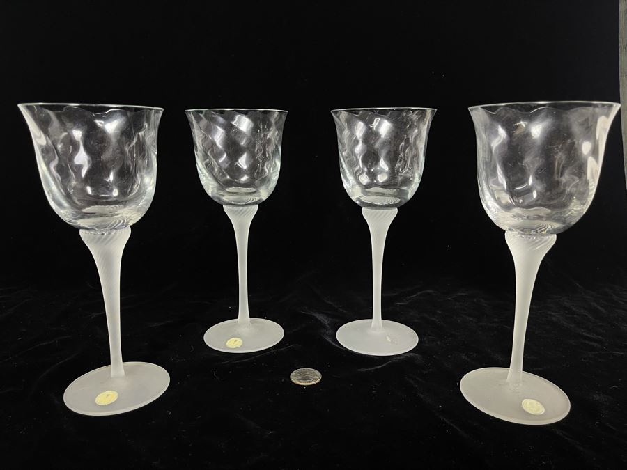 JUST ADDED - Four Crystal Stemware Glasses Made In Romania 8H [Photo 2]