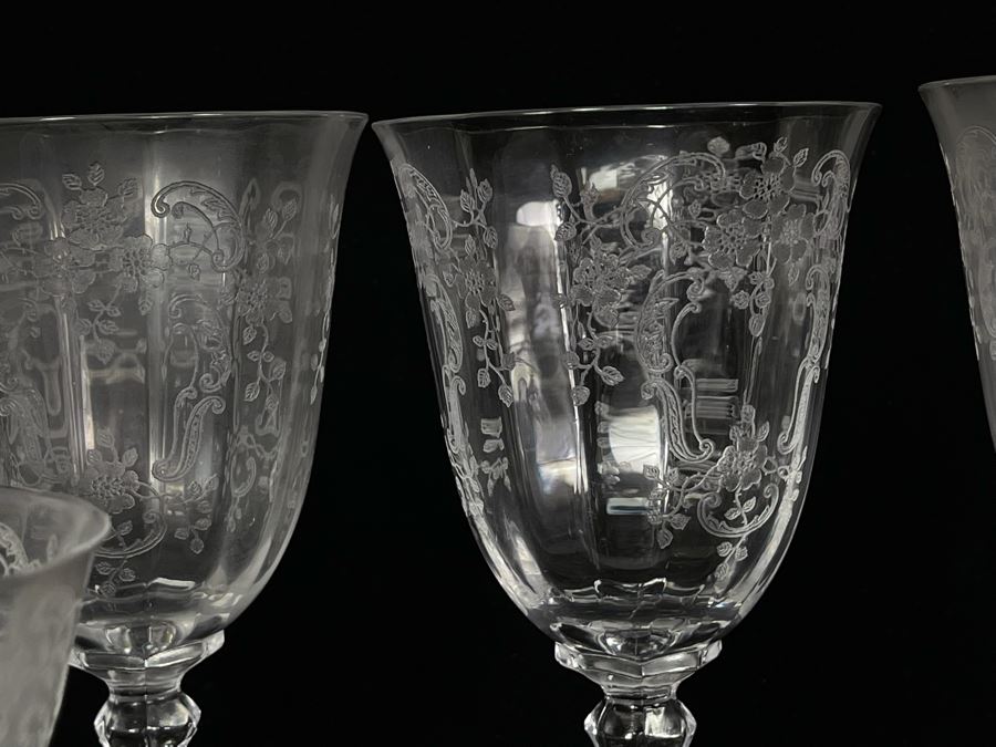 JUST ADDED - Collection Of Etched Crystal Stemware Glasses 14 Total [Photo 9]
