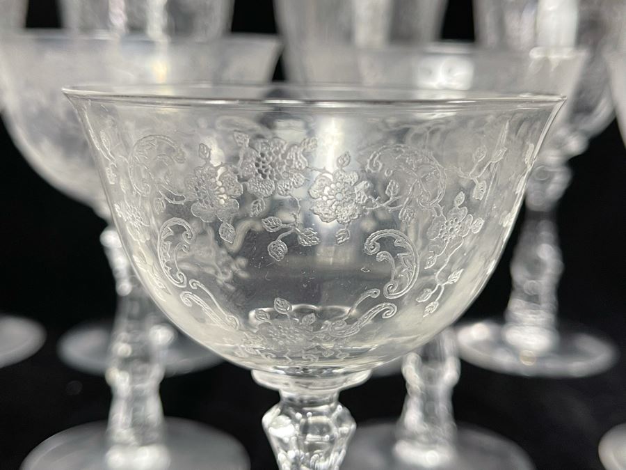 JUST ADDED - Collection Of Etched Crystal Stemware Glasses 14 Total [Photo 5]