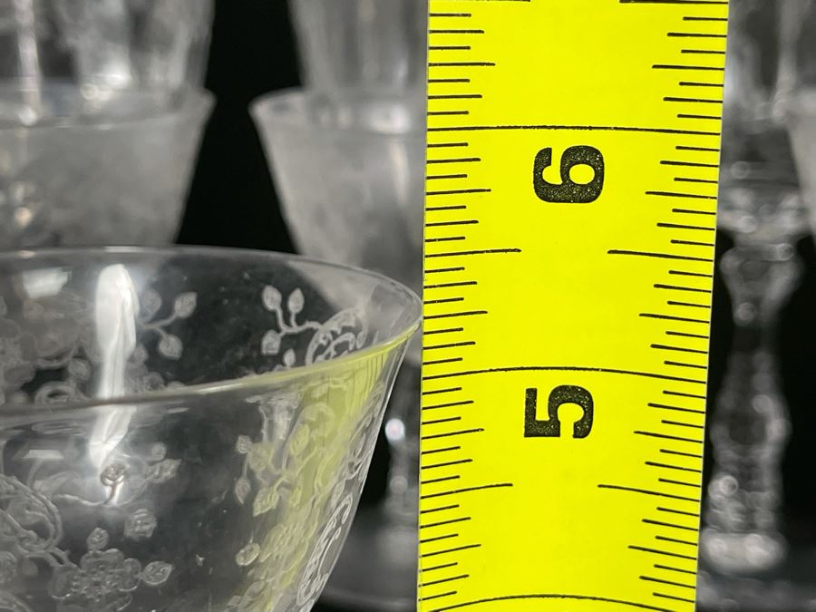 JUST ADDED - Collection Of Etched Crystal Stemware Glasses 14 Total [Photo 11]