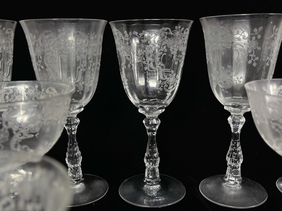 JUST ADDED - Collection Of Etched Crystal Stemware Glasses 14 Total [Photo 8]