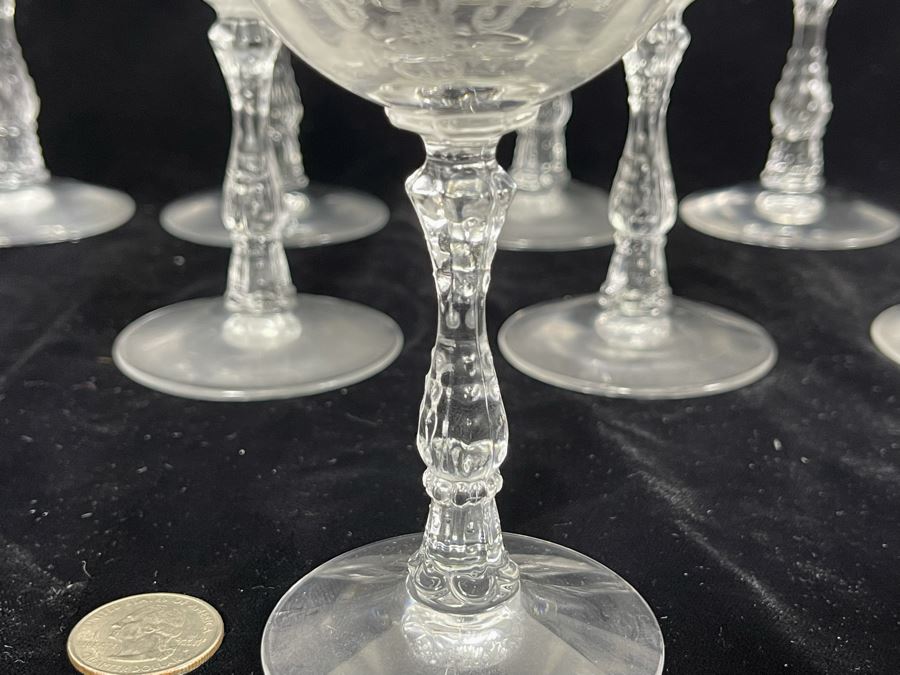 JUST ADDED - Collection Of Etched Crystal Stemware Glasses 14 Total [Photo 6]
