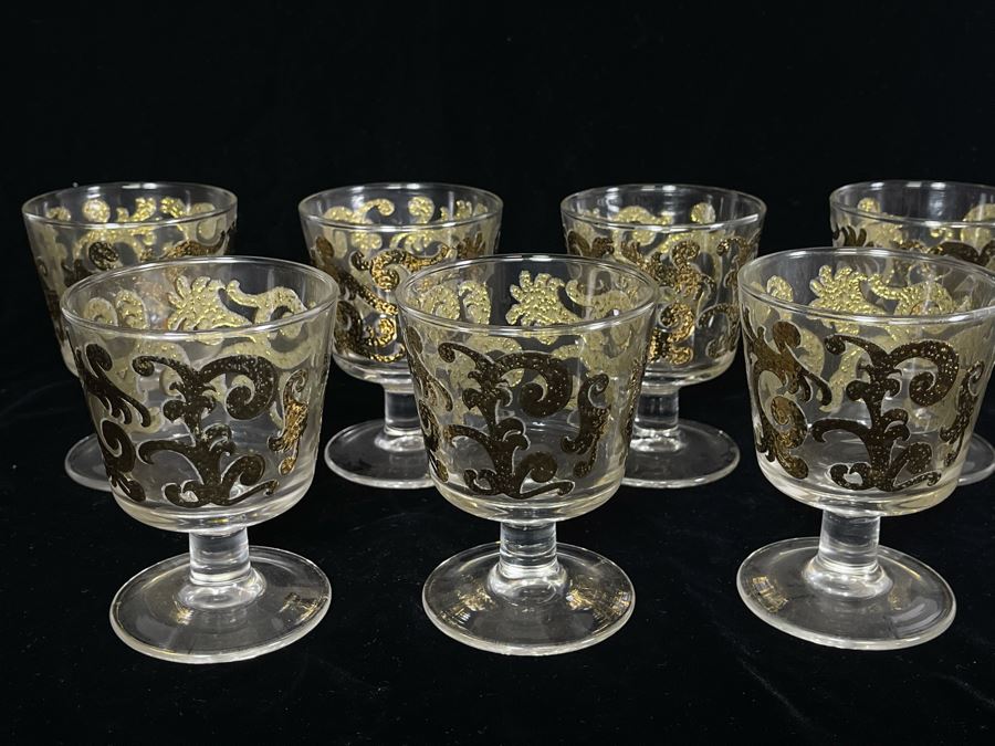 JUST ADDED - Set Of Seven Mid-Century Stemware Glasses 4.5H [Photo 4]