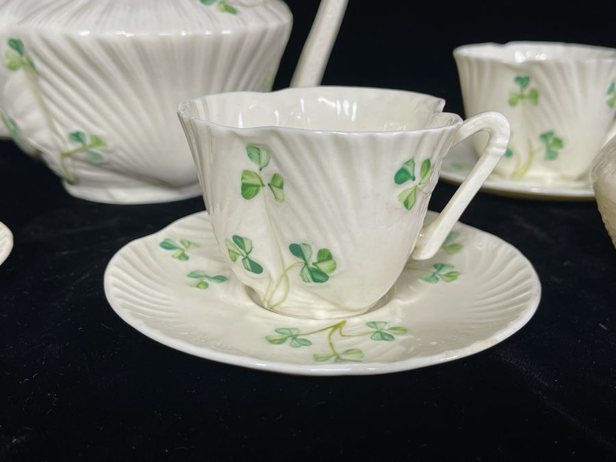 JUST ADDED - Collection Of Belleek Ireland China: Teapot, (4) Demitasse Cups & Saucers, Ashtray And Bowl [Photo 5]