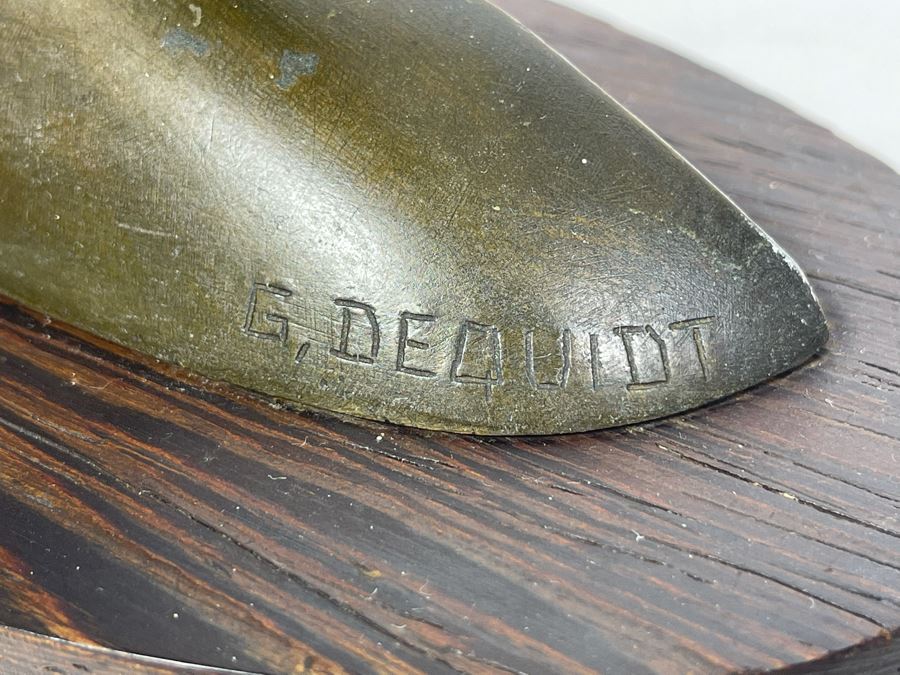 JUST ADDED - Vintage Bronze Signed G. Dequidt 11W X 3.5D X 10H [Photo 6]